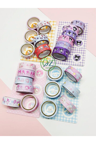 ÖZ OFİS Kuromi My Melody Hello Kitty Cinnamoroll 2.5 Metre Desenli Bant Tekli