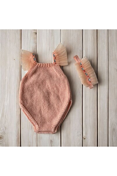 The Cloudish Shop Baby Hand-Knitted Knitted Jumpsuit Tulle Bead Embroidered B...