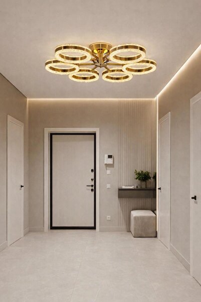 AURA LIGHTING Gold6'Lı Tavana Sıfır 3 Renk LED(Beyaz Sarı Günışığı)Modern Sal...