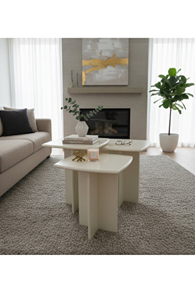 kuppdesign Mabel Yan Zigon Sehpa Krem 3'lü Set