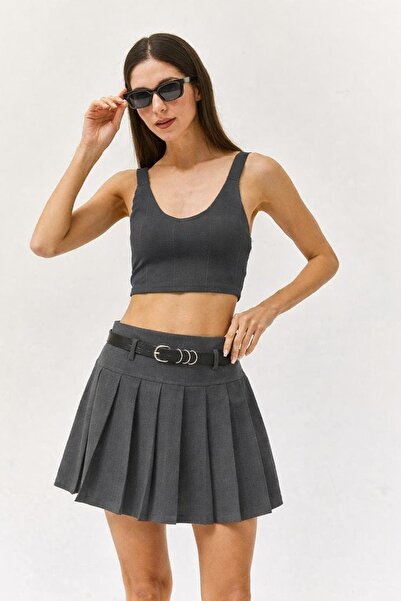 Pulli Collection Плисирана мини пола (детайл с колан)
