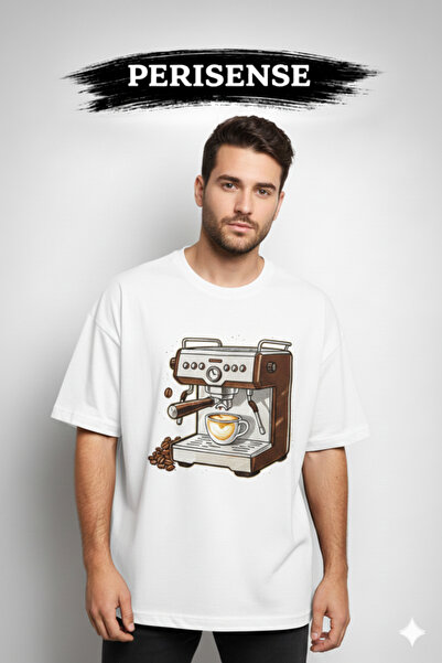 PERISENSE Unisex Cosmic Espresso Printed Premium Combed Cotton Oversized T-Shirt