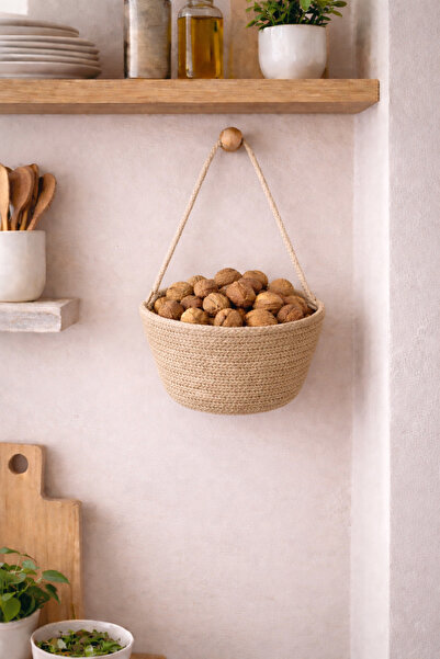 ÖRGÜM Decorative Basket Kitchen Basket Multi-Purpose Organizer 20X10 cm (Hang...