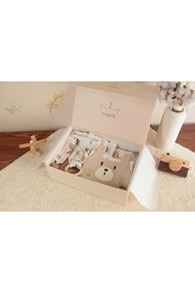 Uniq Baby Ayıcık Temalı %100 Pamuk 7 Parça Yenidoğan Bebek Hediye Kutusu – Pi...