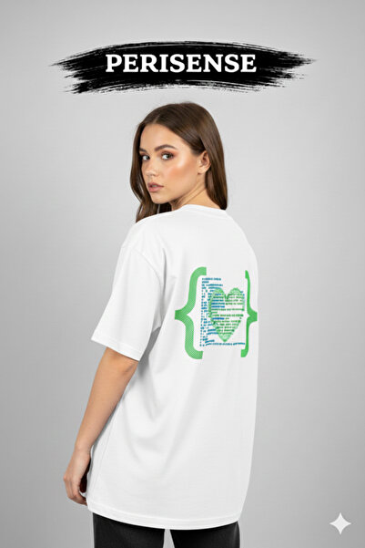 PERISENSE تي شيرت كهربائي للجنسين كود مطبوع من القطن الممشط الفاخر قصة فضفاضة