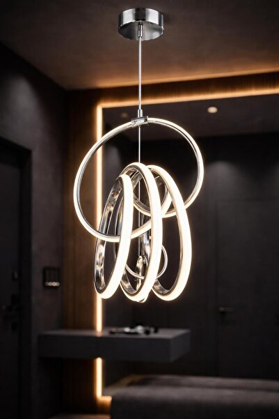 AURA LIGHTING Krom İmza Model 3 Renk LED Modern Antre/Hol, Mutfak Banyo Avize...