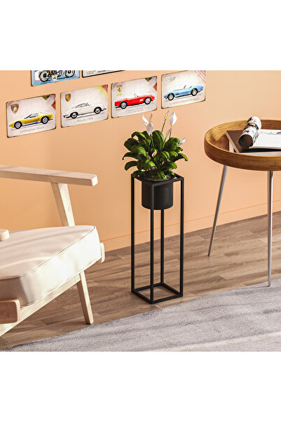 MOİRA Dekoratif Siyah,Metal Saksılık 50x15x15 cm Modern Ayaklı Siyah Çiçeklik...
