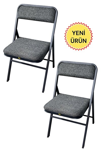 Empressco Katlanır 2'li Kamp ve Piknik Sandalyesi, Keten Gri Kumaş, Hafif ve ...