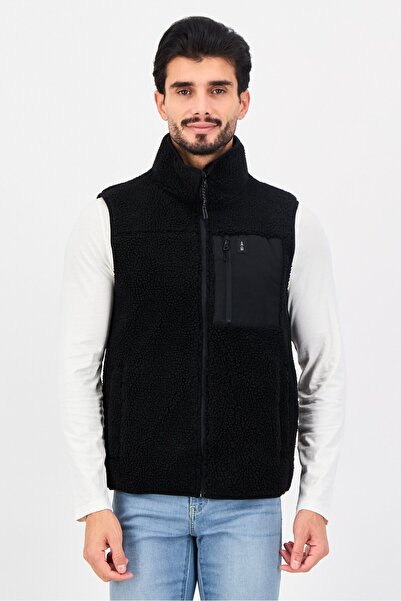 Bass Outdoor Men Sherpa Full Zip Vest Jacket, Black