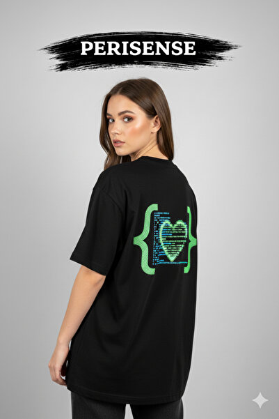 PERISENSE Tricou oversize unisex din bumbac pieptănat premium, cu imprimeu El...