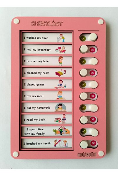 mekteplim İNGİLİZCE Checklist Eğitici Günlük Rutin Görev Ve Sorumluluk Tablos...