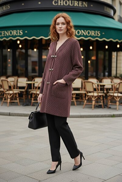 SİST Premium Jakar Kumaş Yumuşak Dokulu Kadın Ceket – Bordo(40–46) Şık&Rahat