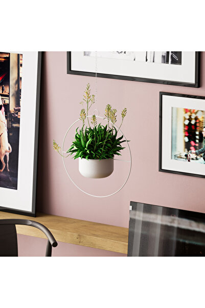 MOİRA Dekoratif Metal Saksılık,Askılı Ayarlanabilir Yuvarlak Sarkıt Modern Ka...