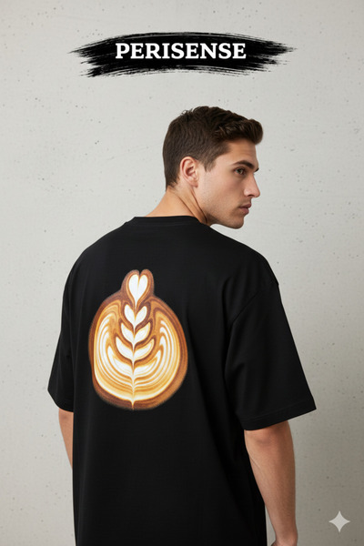 PERISENSE Unisex Savage Latte Printed Premium Combed Cotton Oversized T-Shirt