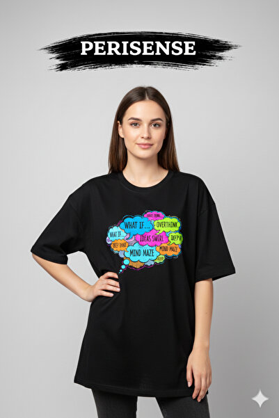 PERISENSE Unisex Bold Thought Printed Premium Combed Cotton Oversized T-Shirt