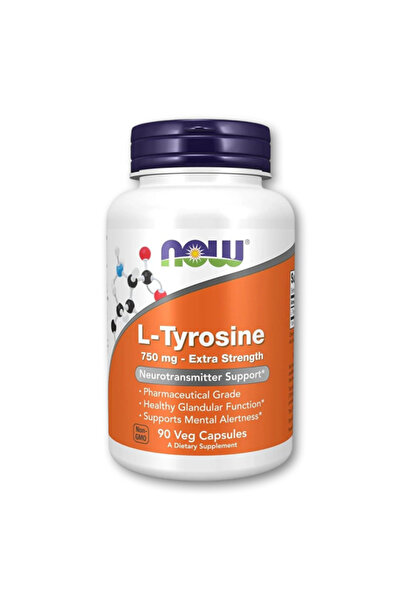 Now Foods Now أطعمة، إل-تيروسين، قوة إضافية، 750 ملغ، 90 كبسولة نباتية، إل-كا...