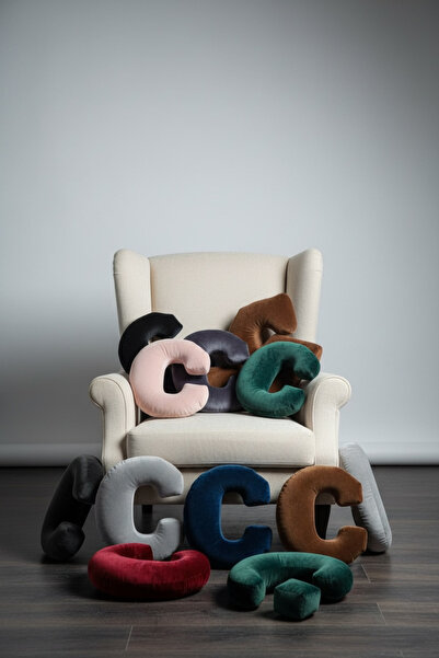 JACA Velvet Fabric Letter C Pillow Large Size Throw Pillow (40cm)