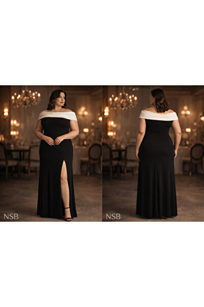 Nsb Tasarım Colecția Elegance |   Rochie de seară de mărime mare, fără umăr