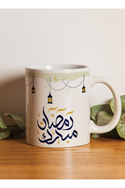 LOWHA 11 oz Ceramic Mug with Ramdan Mubarak and Lanterns Design