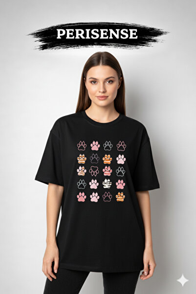 PERISENSE Tricou oversize unisex din bumbac pieptănat premium, cu imprimeu pi...