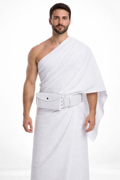 LaFont Ihram set with waist belt, Lada Umrah rituals, unstitched, 1200 grams