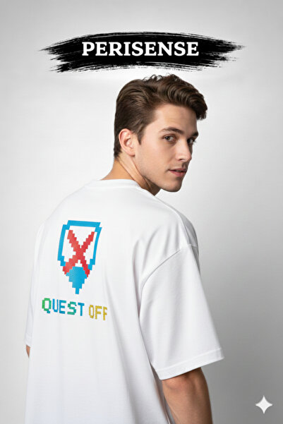 PERISENSE Unisex Cosmic Quest Printed Premium Combed Cotton Oversized T-Shirt