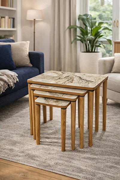 ADANUR DESIGN Retro Zigon Sehpa 4 lü Efes