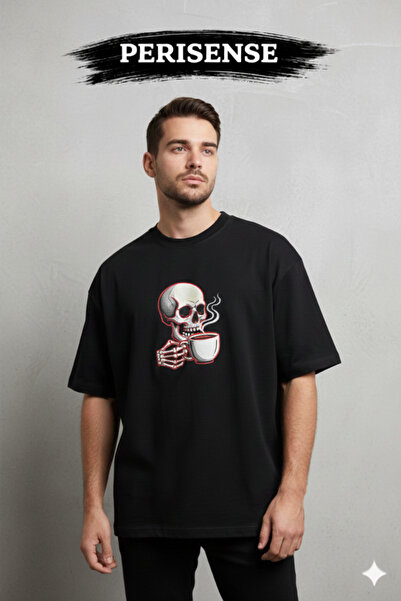 YRN COLLECTION Tricou oversize unisex din bumbac pieptănat premium, cu imprim...