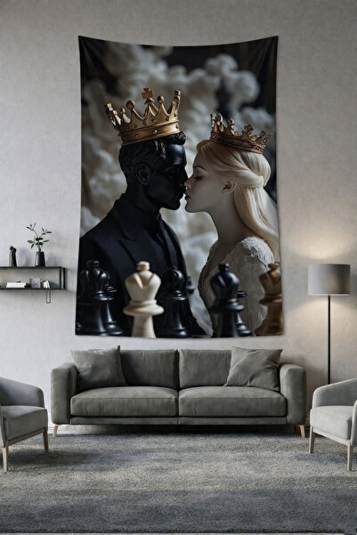 LUNA DİZAYN سجادة جدارية ذات طابع الشطرنج لتزيين المنزل