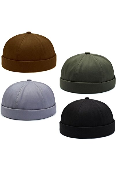 Rupen Kraft Set of 4 100% Cotton Cap Adjustable Docker Hat Summer Skullcap Ha...