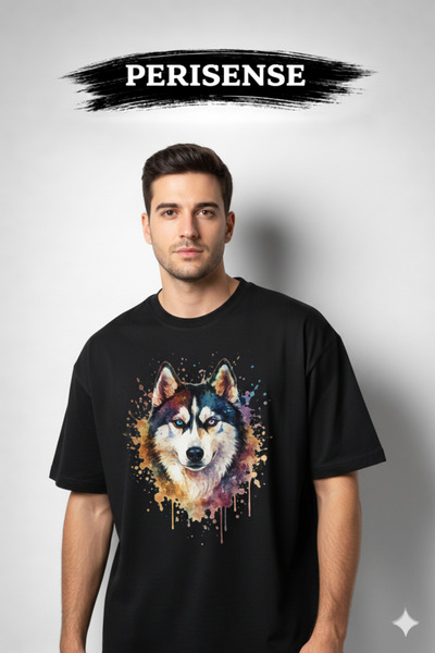 PERISENSE تي شيرت للجنسين من Primal Husky مطبوع مصنوع من القطن الممشط الفاخر ...