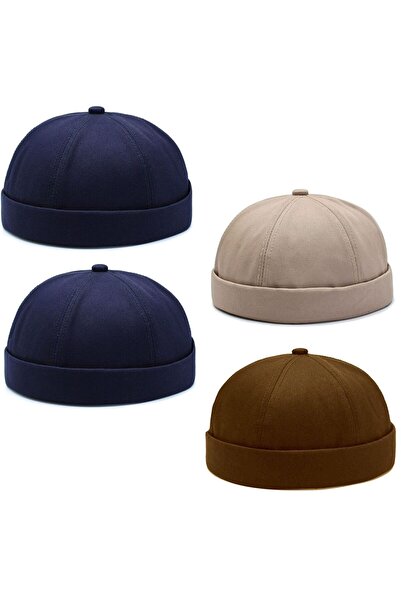 Rupen Kraft Set of 4 100% Cotton Cap Adjustable Docker Hat Summer Skullcap Ha...