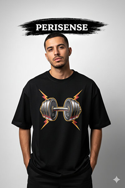 PERISENSE Tricou oversize unisex din bumbac pieptănat premium, cu imprimeu Co...