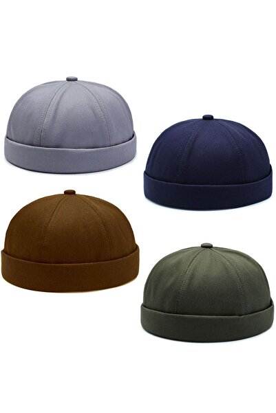 Rupen Kraft Set of 4 100% Cotton Cap Adjustable Docker Hat Summer Skullcap Ha...