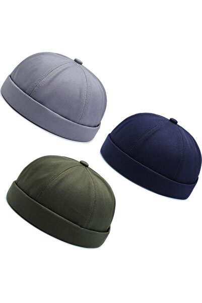 Rupen Kraft Set of 3 100% Cotton Cap Adjustable Docker Hat Summer Skullcap Ha...
