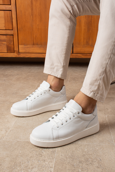 YAREL AYAKKABI Men's Inside and Outside Genuine Leather Lace-Up Eva Sole Non-...