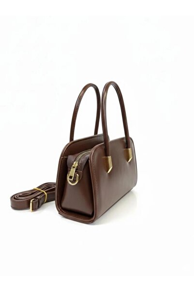 Linavesta GOLD DETAYLI KADIN OMUZ ÇANTASI YÜKSEK KALİTE ACI KAHVE RENK