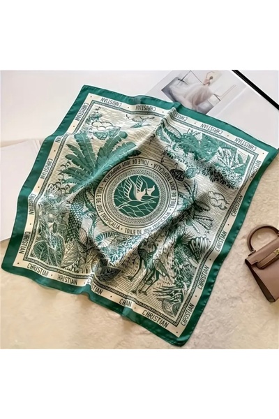 Accessories Hei Green Patterned Stylish Silk-Look Women's Accessory Scarf Fou...