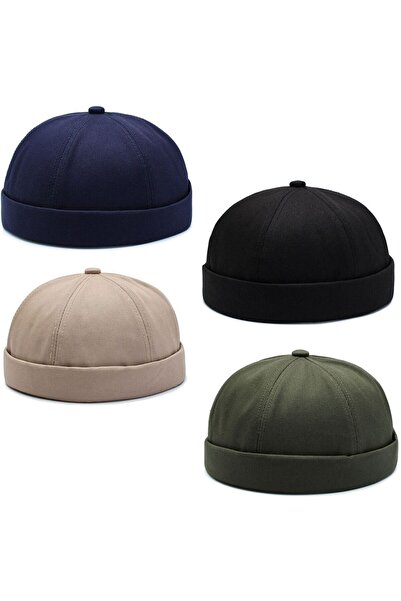 Rupen Kraft Set of 4 100% Cotton Cap Adjustable Docker Hat Summer Skullcap Ha...