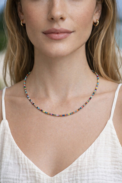 Handmade Ultra İnce Karışık Renk Boncuk Kolye – Minimal & Zarif