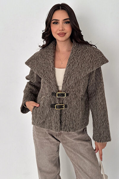 AsprinFashion Leather Belt Buckle Coat