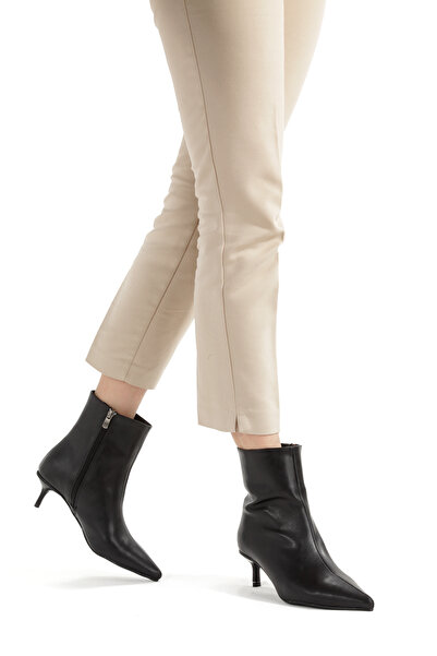 LUVETTO Μαύρα δερμάτινα μποτάκια με φερμουάρ, 5 εκ. λεπτό τακούνι, Νέα σεζόν