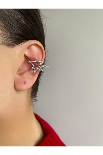 milayk Lightning Star Silver Earcuff Earring