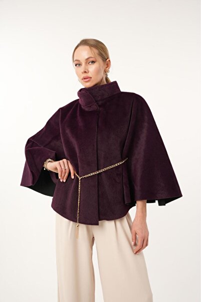 PATRONIZE CREATING YOUR STYLE Mürdüm Pelerin Model Kemerli Panço