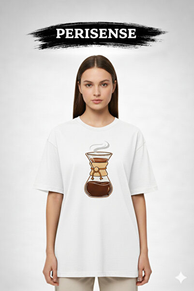 YRN COLLECTION Tricou oversize unisex, împletit premium, cu imprimeu Chemex î...