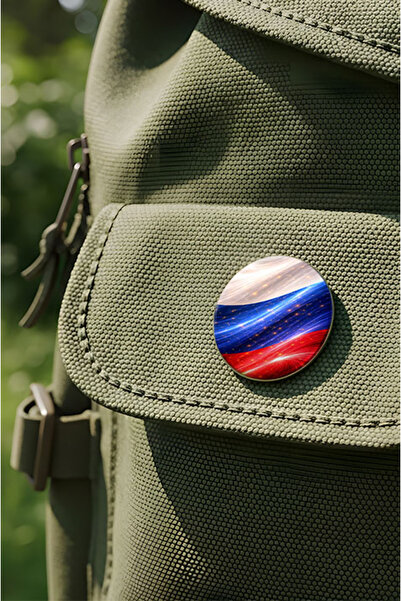 iBerk (5 Adet) Rusya – Russia – Abstract Ülke Bayraklı Buton Çanta Rozeti - 4...