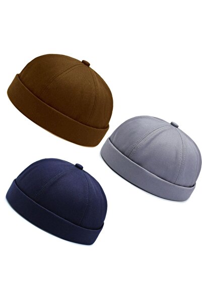 Rupen Kraft Set of 3 100% Cotton Cap Adjustable Docker Hat Summer Skullcap Ha...