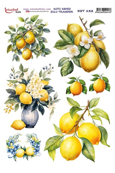 İstanbul Hobi Dark Background Water Transfer Paper 25X35Cm Kst-132 Lemon