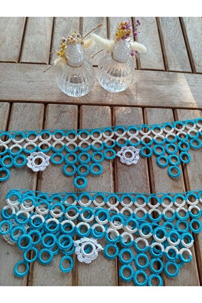 Bircan Hediyelik Turquoise Ringed Tigoyasi Towel, Handcrafted, 2 Pieces