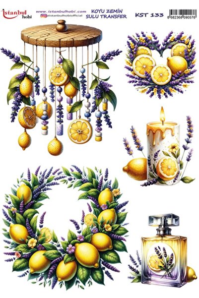 İstanbul Hobi Dark Background Water Transfer Paper 25X35Cm Kst-133 Lemon